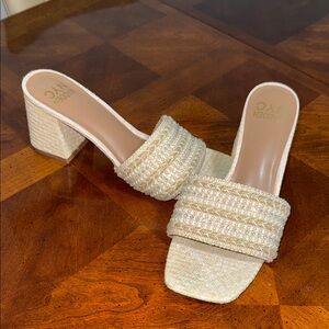 Women's Cream Block Heel Sandals